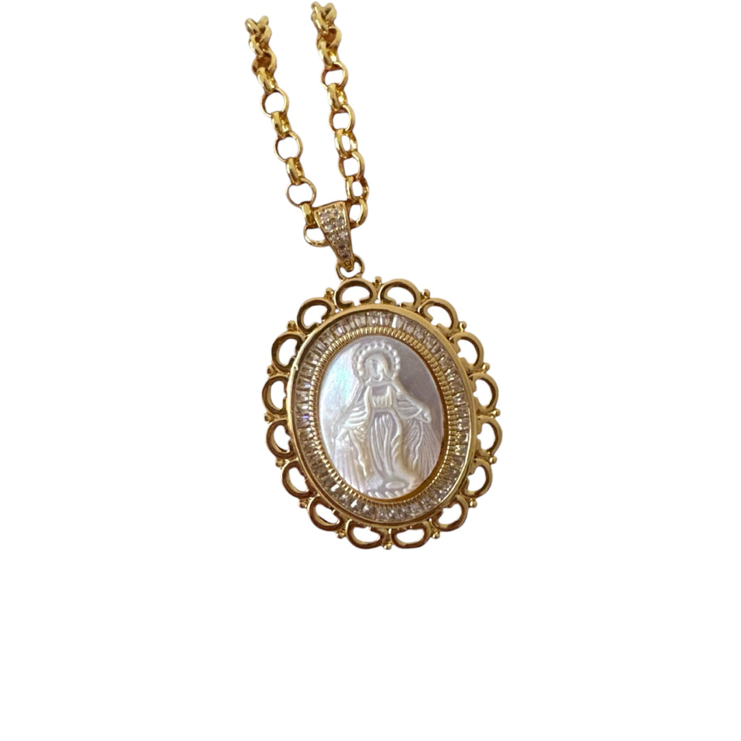 Our Lady of Grace Mother of Pearl Necklace