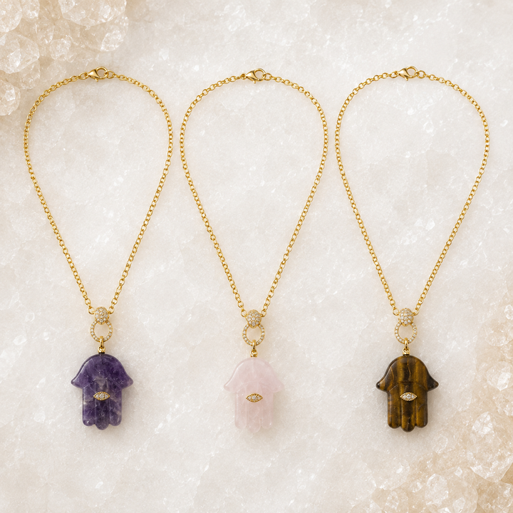 Gemstone Hamsa Necklace