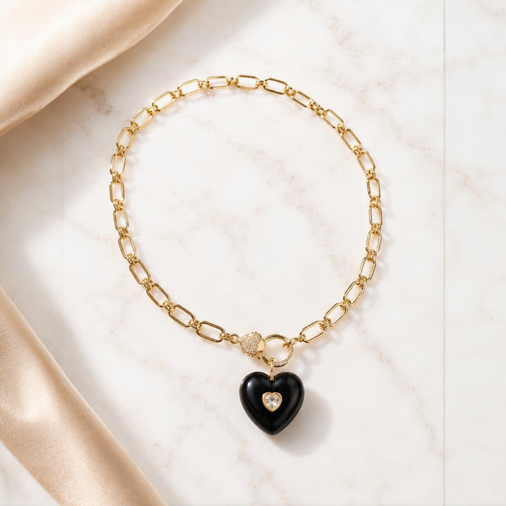 Black Onyx Heart Necklace
