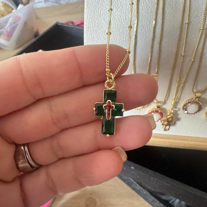 Dainty Crystal Cross Necklace