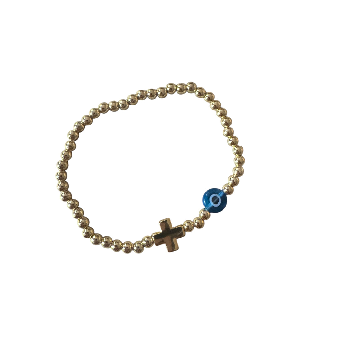 Blessed Bead Bracelet

Gold-Plated Elastic Bracelet with Evil Eye & Cross Char