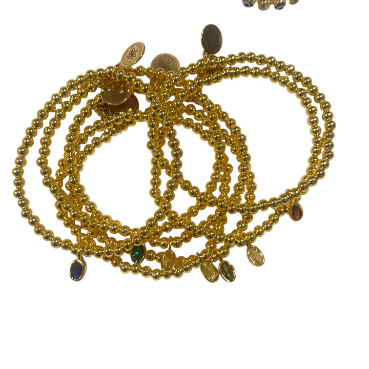 Gem Drop Gold Bead Bracelet