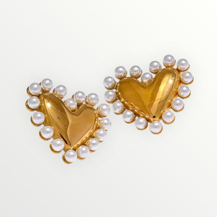 holidays 24 Default Title Earrings Mannaz Designs Amelia Heart Pearl Gold Earrings 