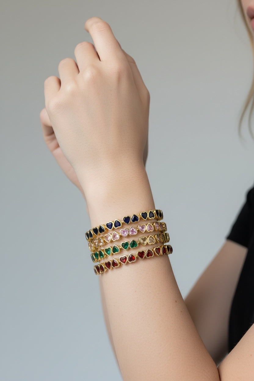 Love Heart Zirconia Tennis Bracelet