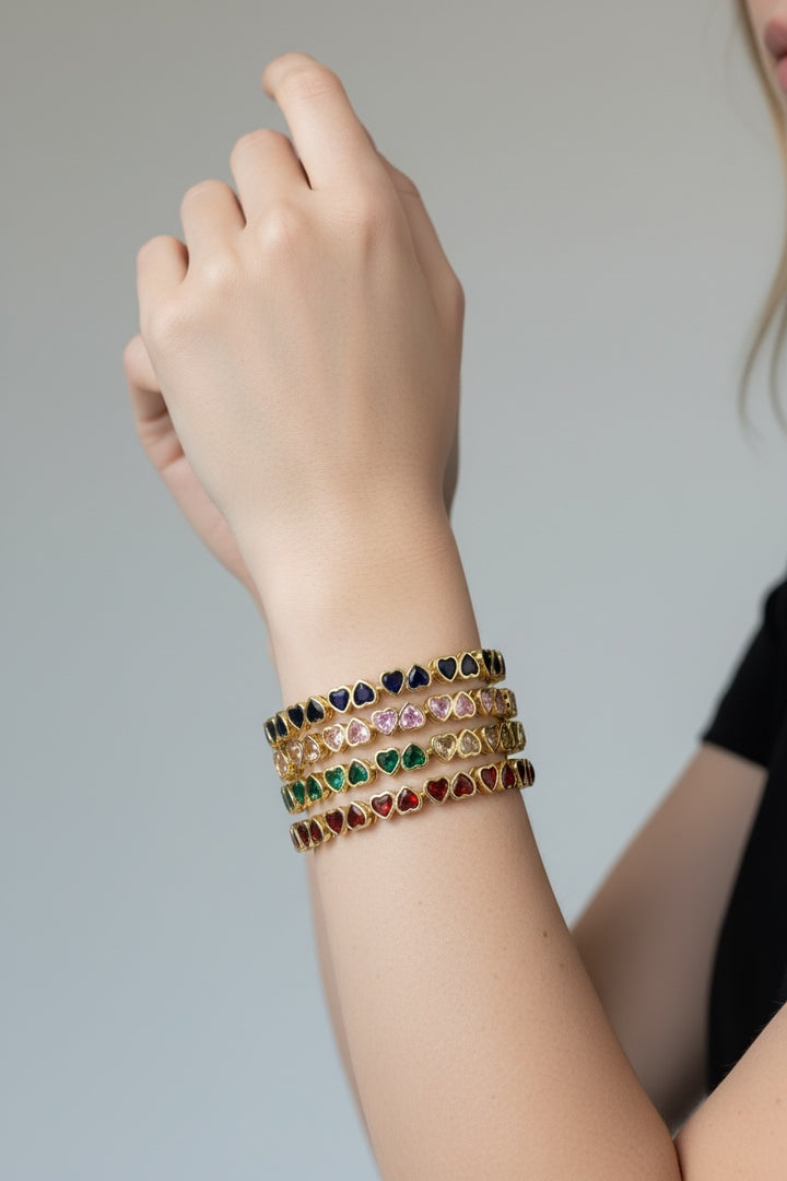 Love Heart Zirconia Tennis Bracelet