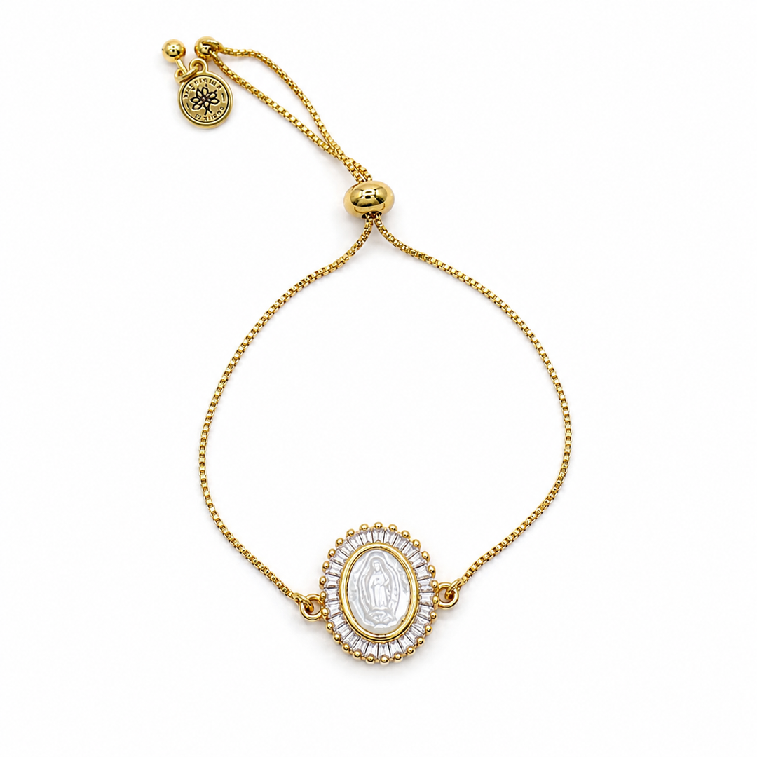 Virgen de Guadalupe Mother of Pearl Gold Bracelet