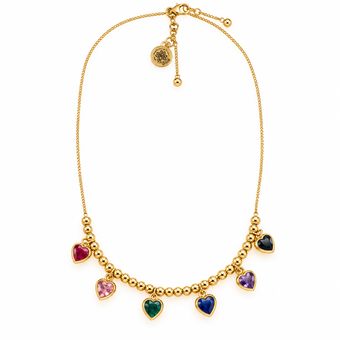 Rainbow Zirconia Charm Necklace – 18K Gold Plated
