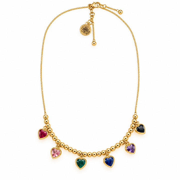 Rainbow Zirconia Charm Necklace – 18K Gold Plated