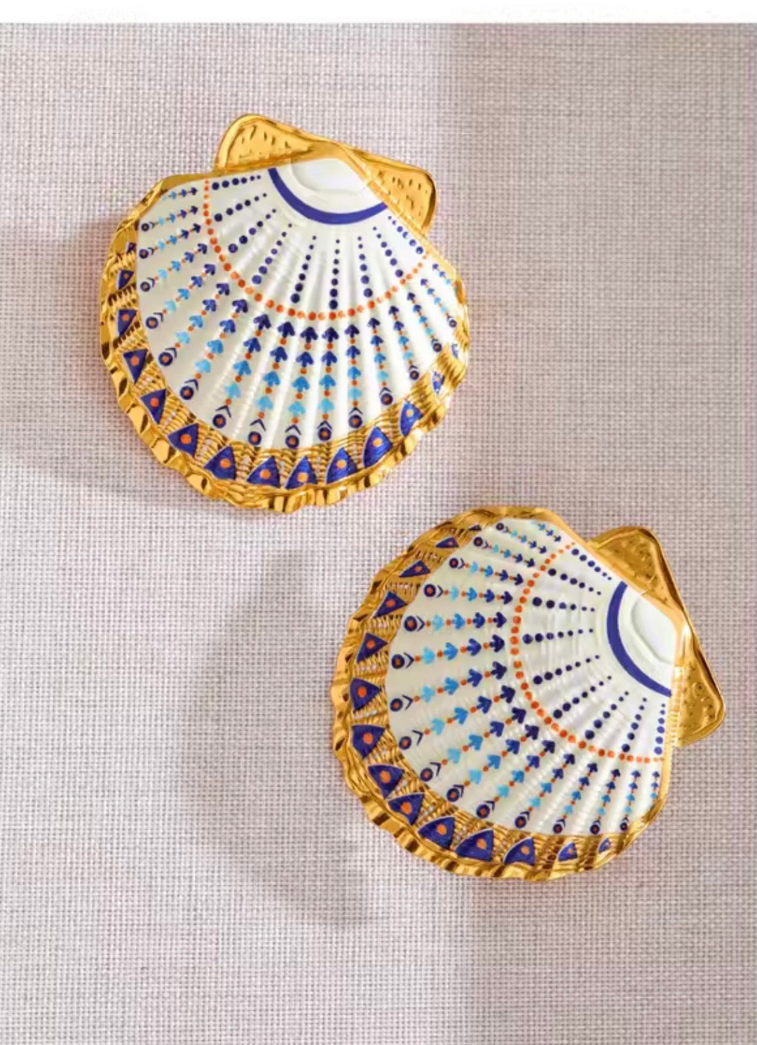 Hand-Painted Enamel Shell Earrings - PVD Gold