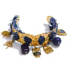 Denim Charm Gold Bangle Bracelet