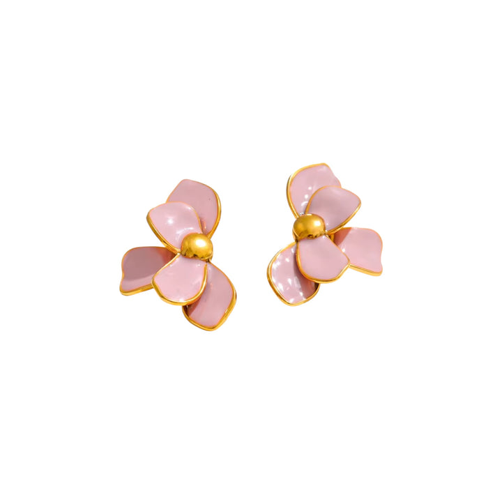 Mannaz Flower Enamel Earrings