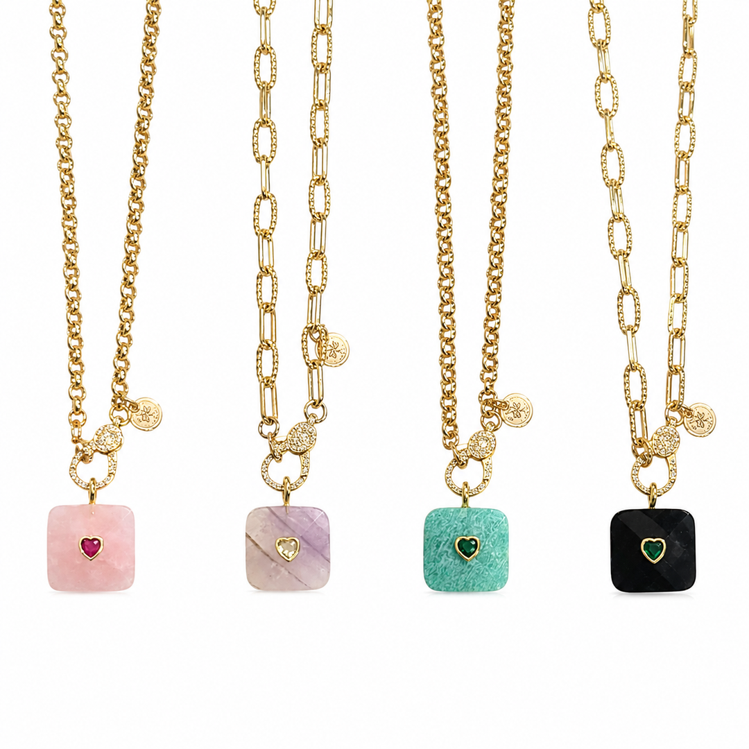 Square Gemstone Necklace