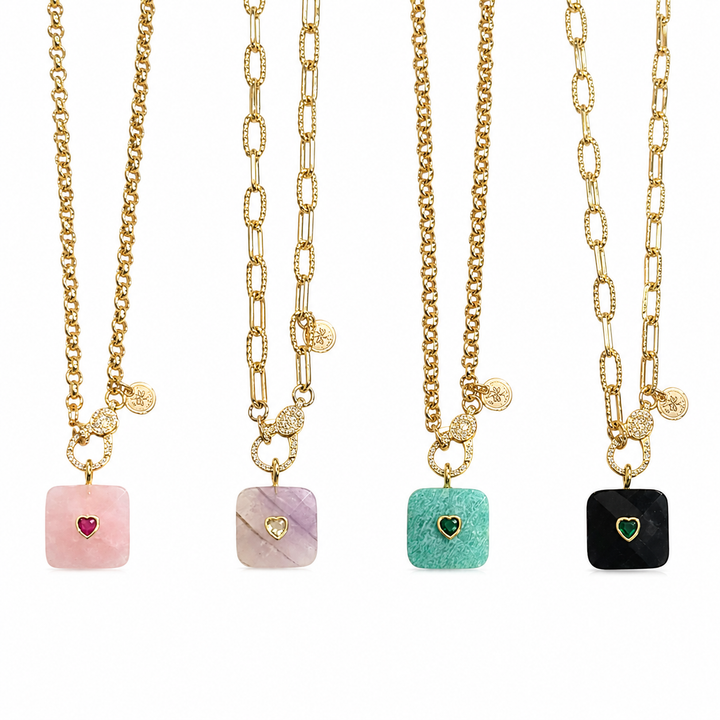 Square Gemstone Necklace