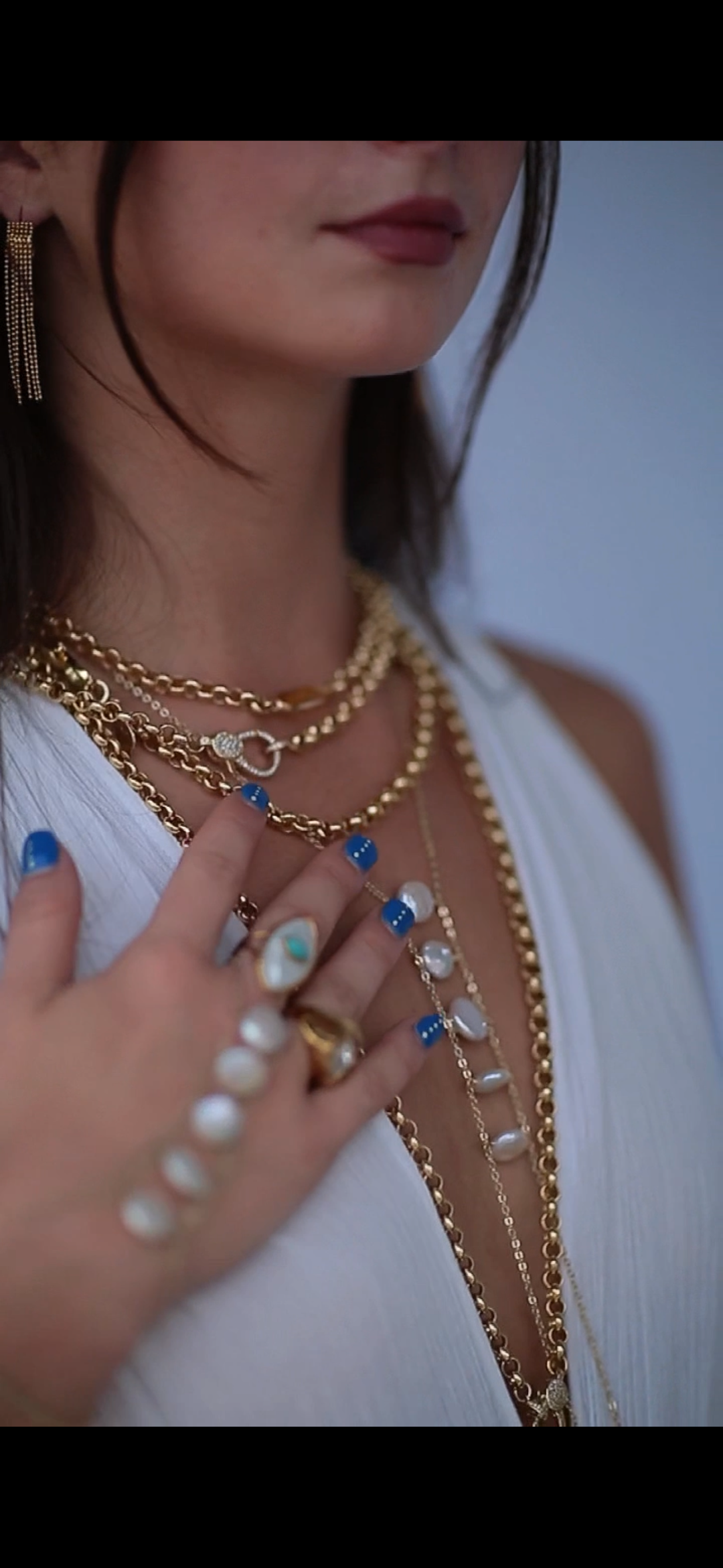 Mannaz Color Crystal gold necklace