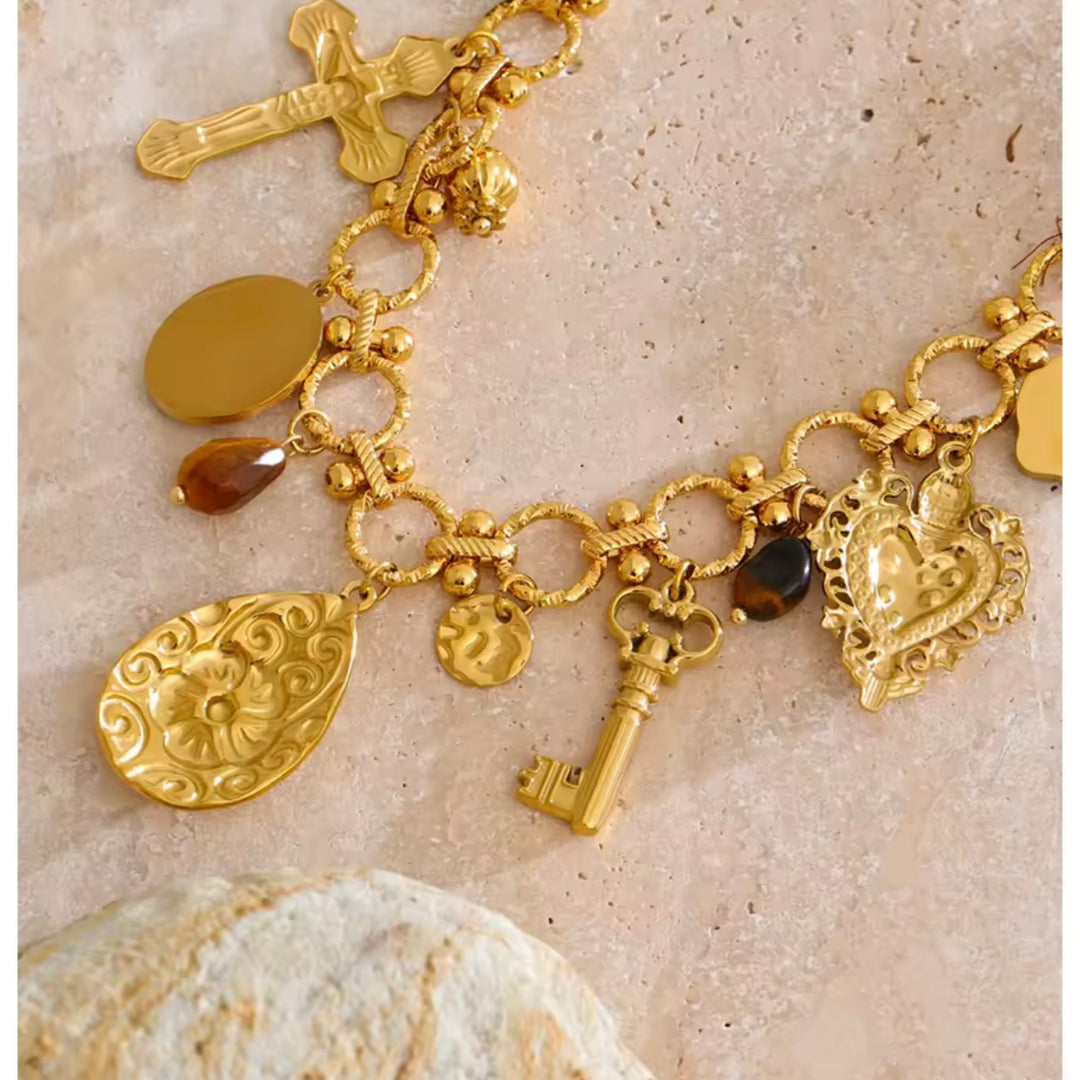 Journey Charm Necklace in cloth and chain