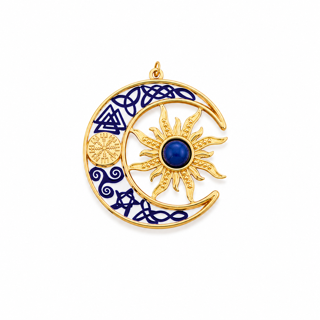 Blue Celestial Sun &amp; Moon Pendant