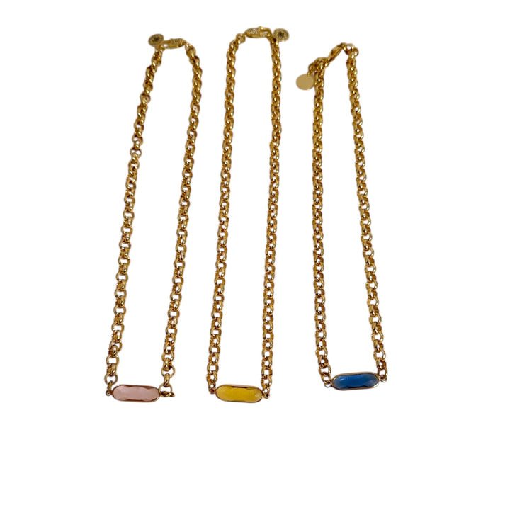 Mannaz Color Crystal gold necklace