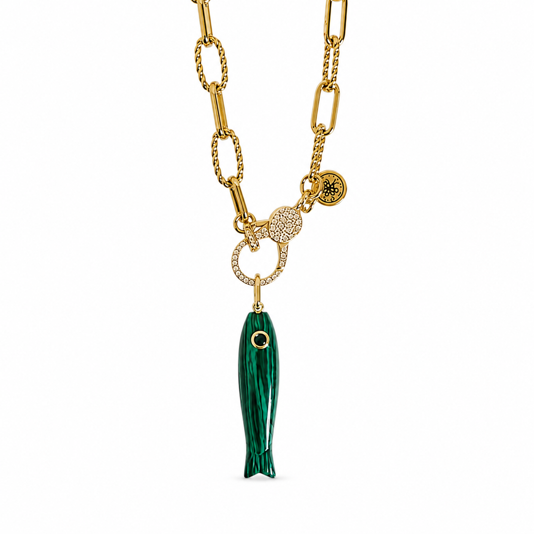 Gemstone Fish Necklace | Natural Stone Pendant