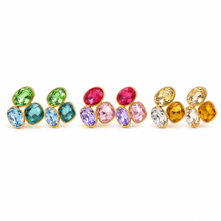 Trio Crystal Cluster Stud Earrings