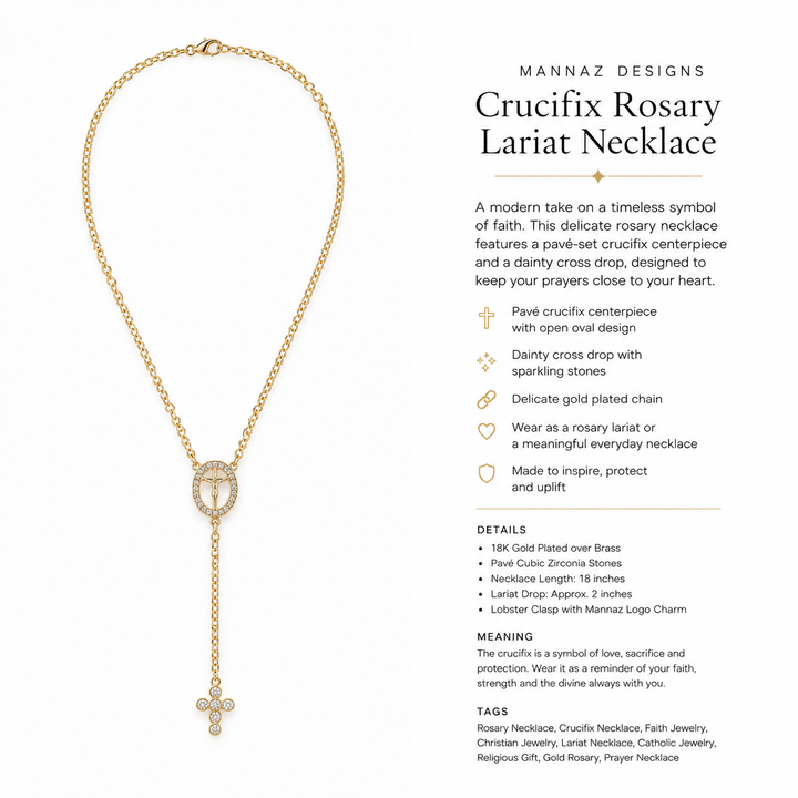 Miraculous Mary Rosary Lariat Necklace