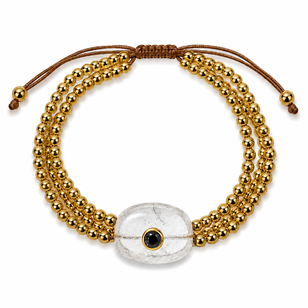 The Intention Bracelet — Gemstone Macramé Gold Beaded Bracelet