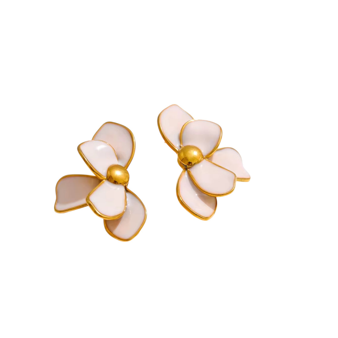Mannaz Flower Enamel Earrings