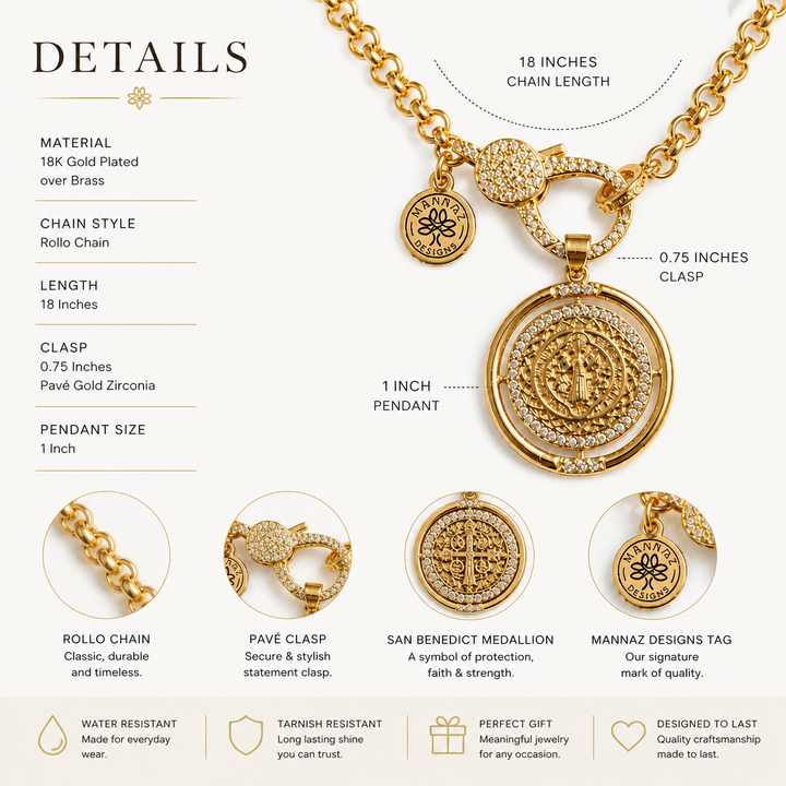 San Benedict Medallion Gold Chain Necklace