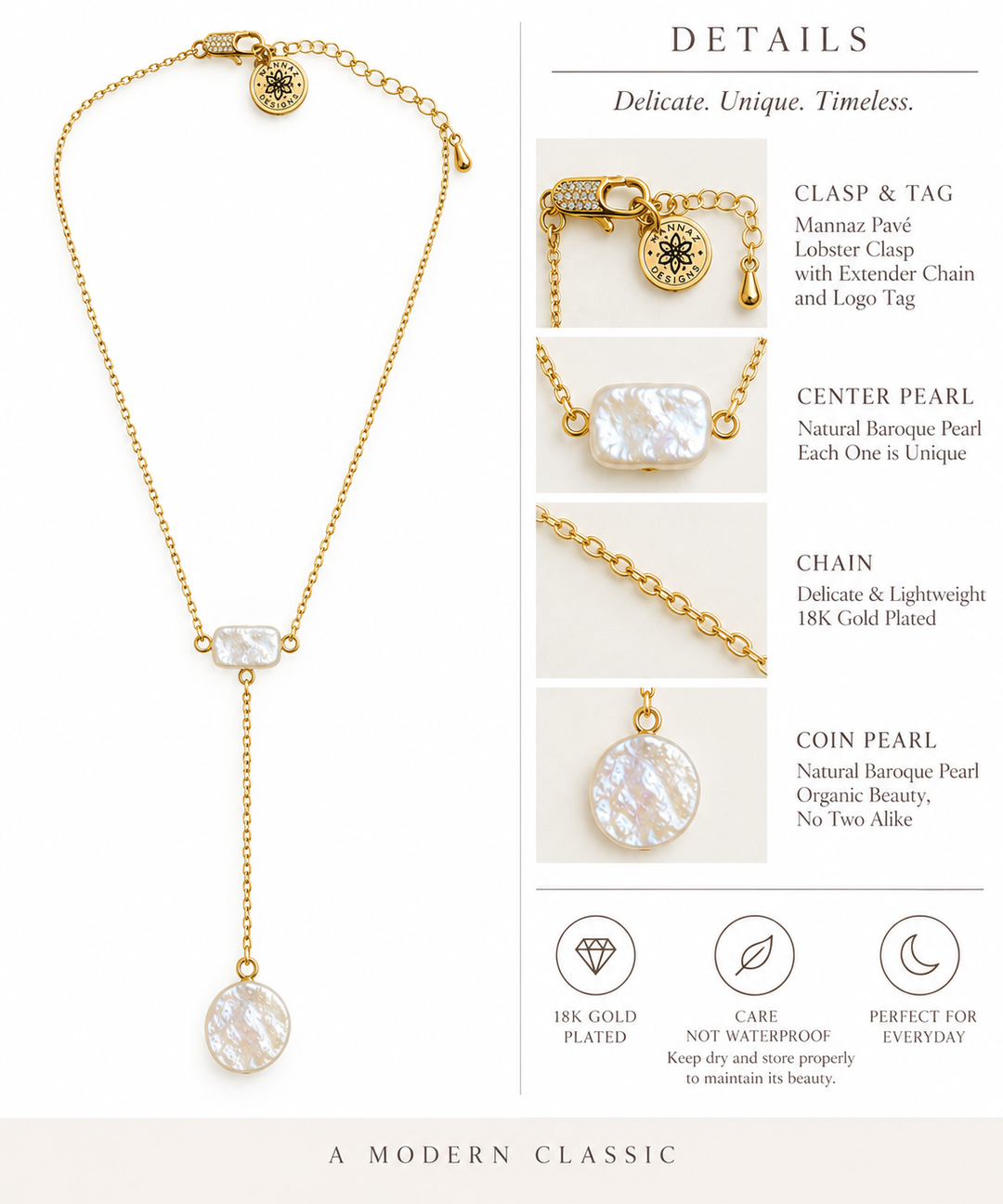 The Baroque Pearl Lariat Necklace