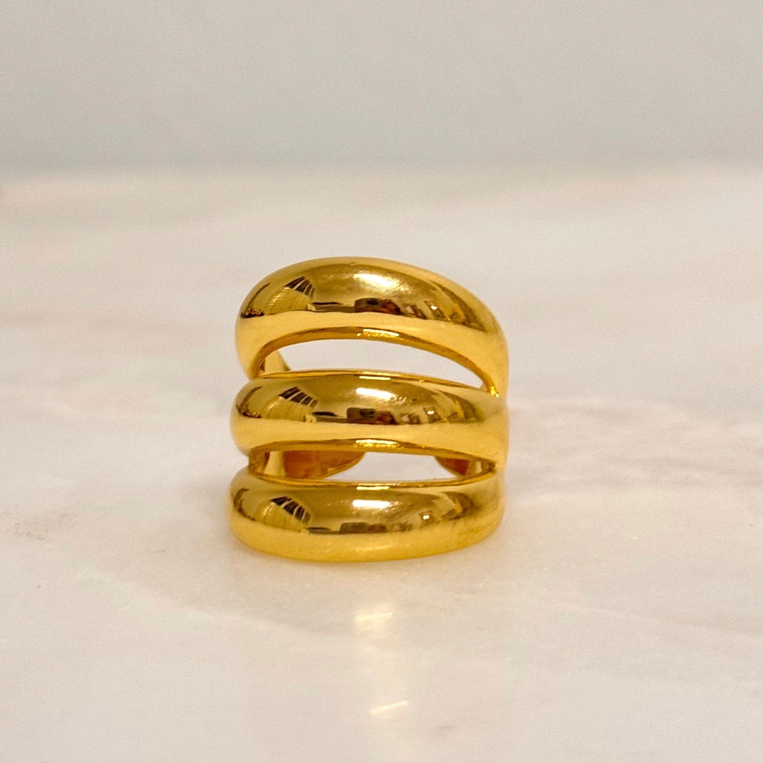 Spring 2024 Default Title Rings Mannaz Designs Chloe Statement Gold-Plated Adjustable Ring 