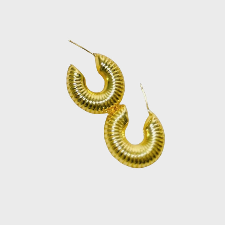 Spring 2024 Default Title Earrings Mannaz Designs Chunky Stainless Steel Gold Hoops 