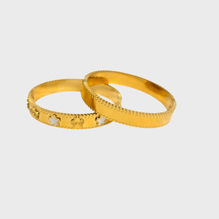  Black  Mannaz Designs Clover Gold Bangle Bracelets 