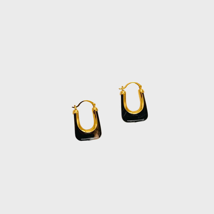 Spring 2024 Black Earrings Mannaz Designs Cora Gold and Resin Earrings 