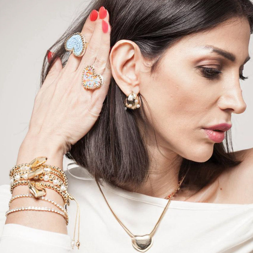  Default Title Earrings Mannaz Designs Cora Pearl & Gold Hoop Earrings 