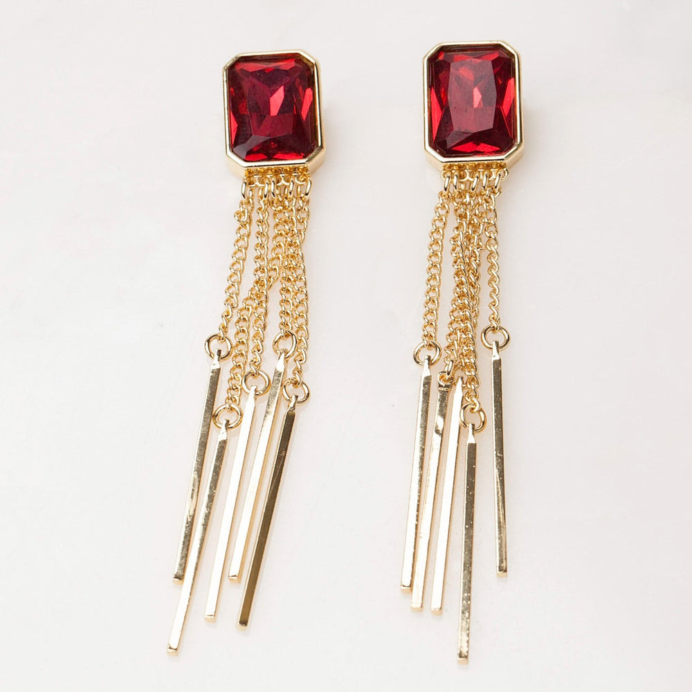 Fall 23 Ruby Earrings Mannaz Designs Crystal Chain Drop Earrings by Mannaz Designs Fall 23 Ruby Earrings Mannaz Designs Crystal Chain Drop Earrings by Mannaz Designs 