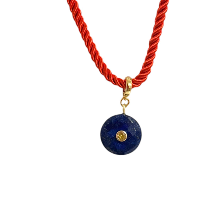 LAPIS LAZULI DISC PENDANT NECKLACE
