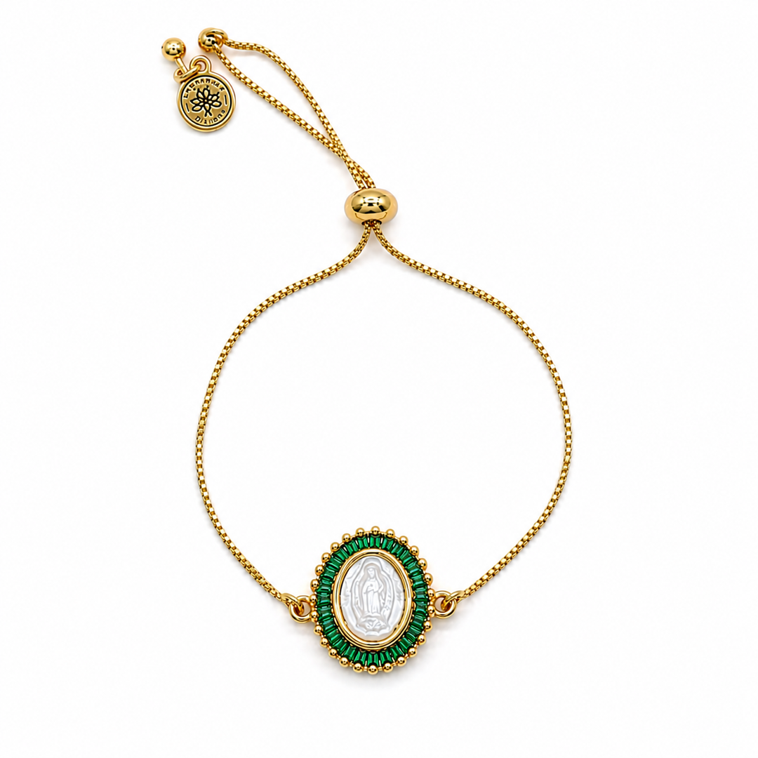 Virgen de Guadalupe Mother of Pearl Gold Bracelet