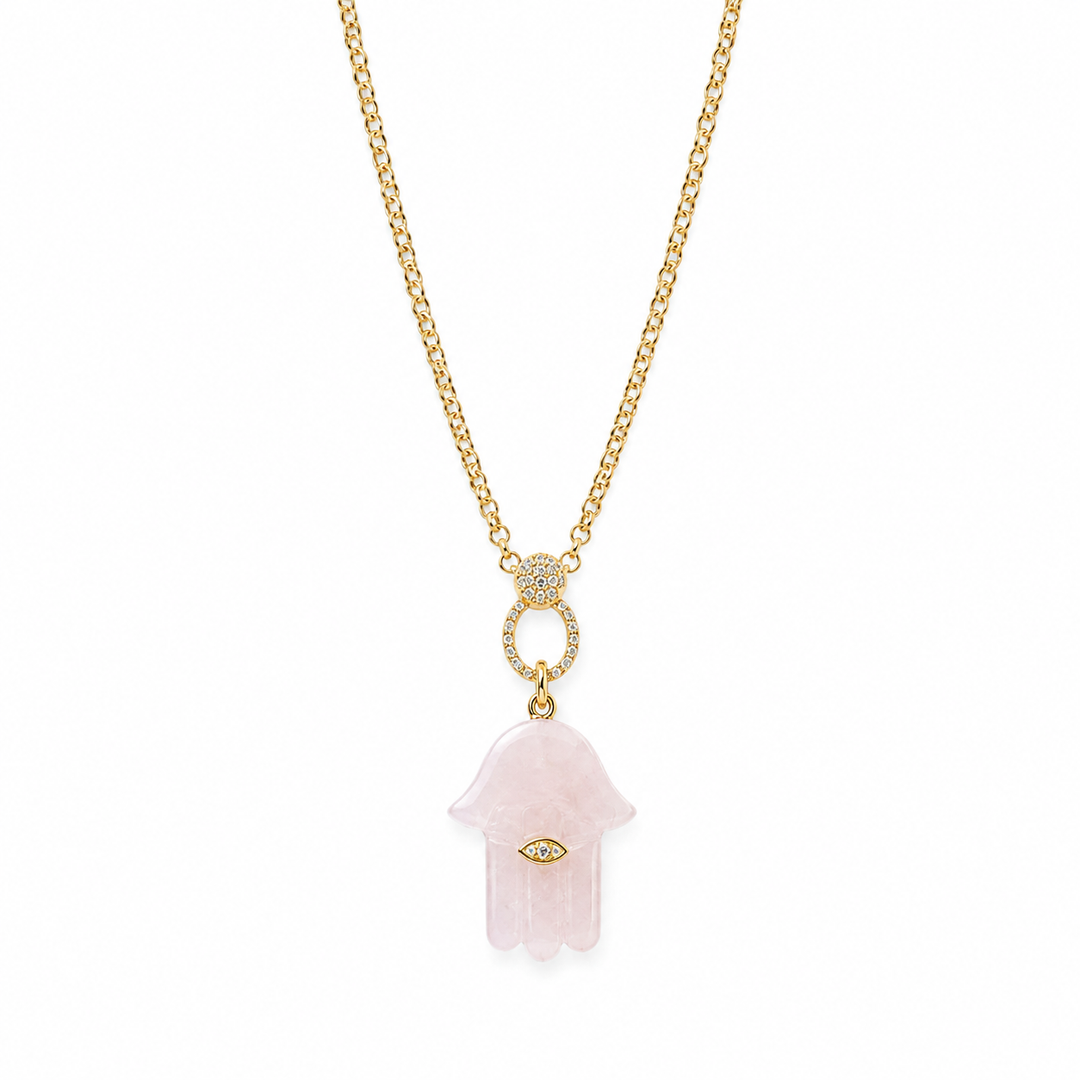 Gemstone Hamsa Necklace