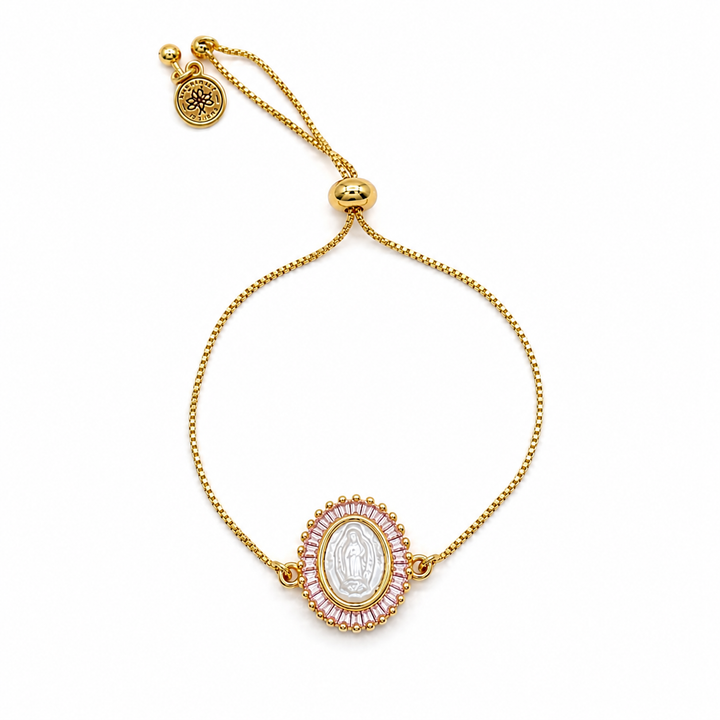 Virgen de Guadalupe Mother of Pearl Gold Bracelet