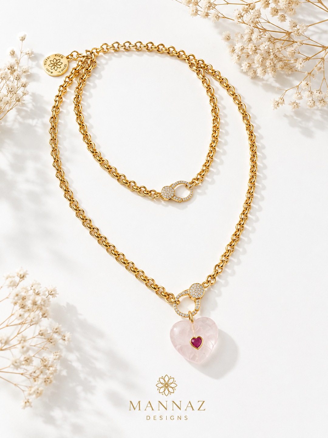 Amour Rose Quartz Heart Necklace