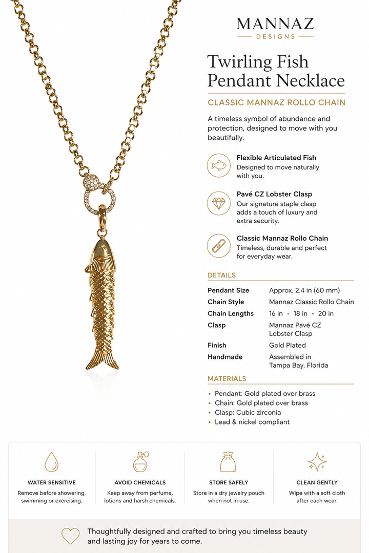 Twirling Fish Pendant Necklace
