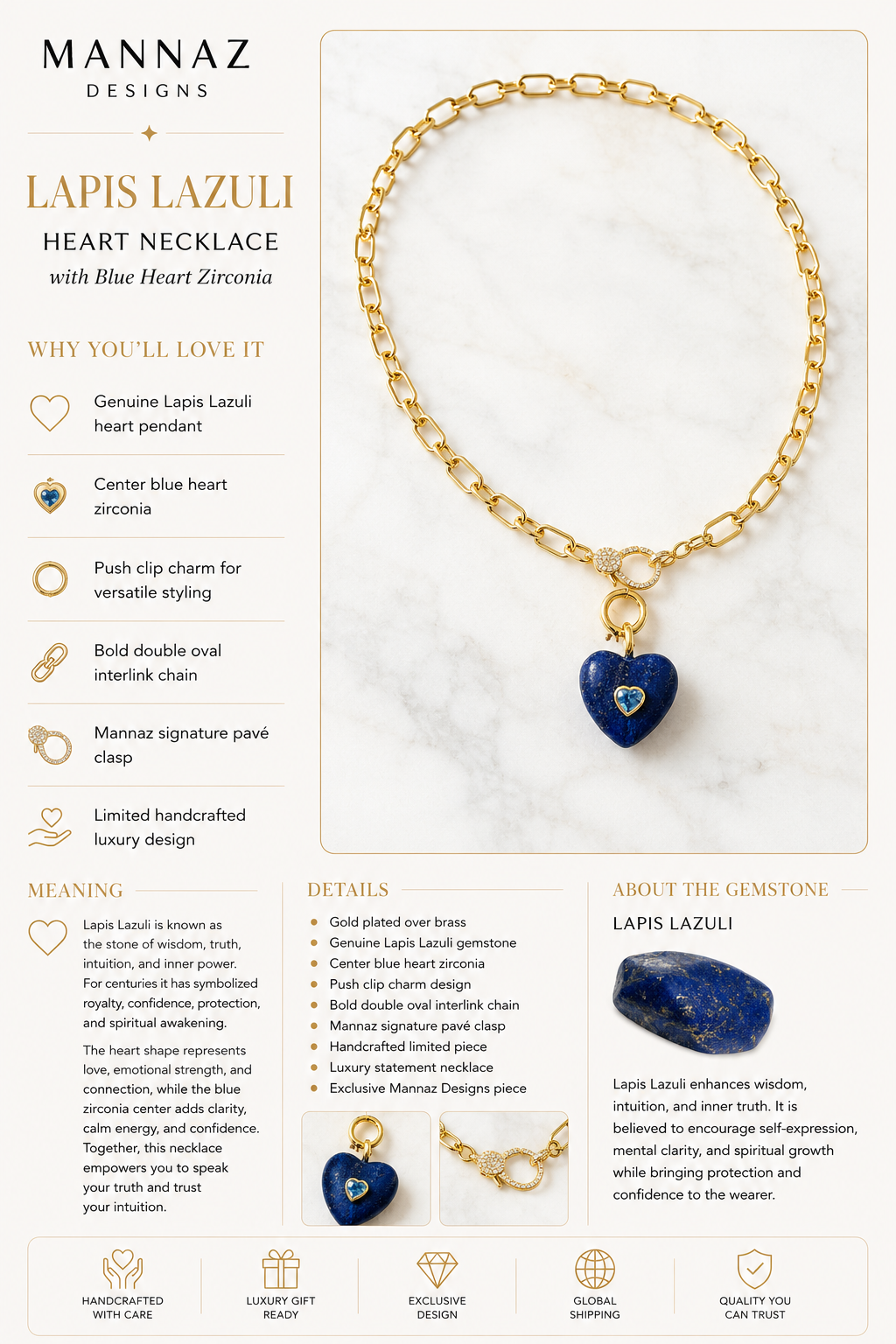 Lapis Lazuli Heart Necklace