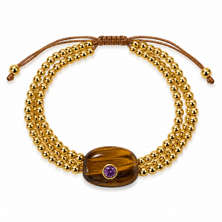 The Intention Bracelet — Gemstone Macramé Gold Beaded Bracelet