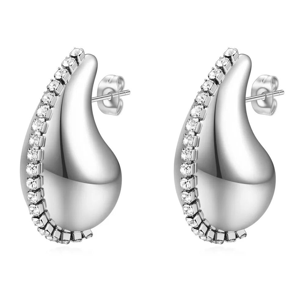  Default Title  Mannaz Designs Drop Silver and Baguette Earrings  Default Title  Mannaz Designs Drop Silver and Baguette Earrings 