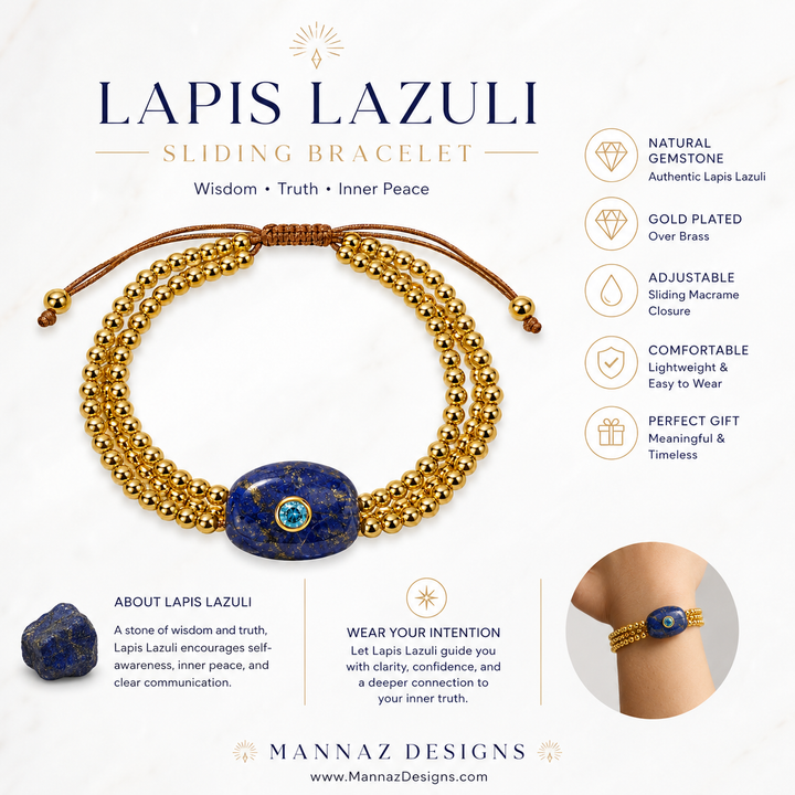 The Intention Bracelet — Gemstone Macramé Gold Beaded Bracelet