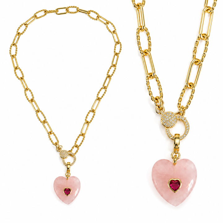 Amour Rose Quartz Heart Necklace