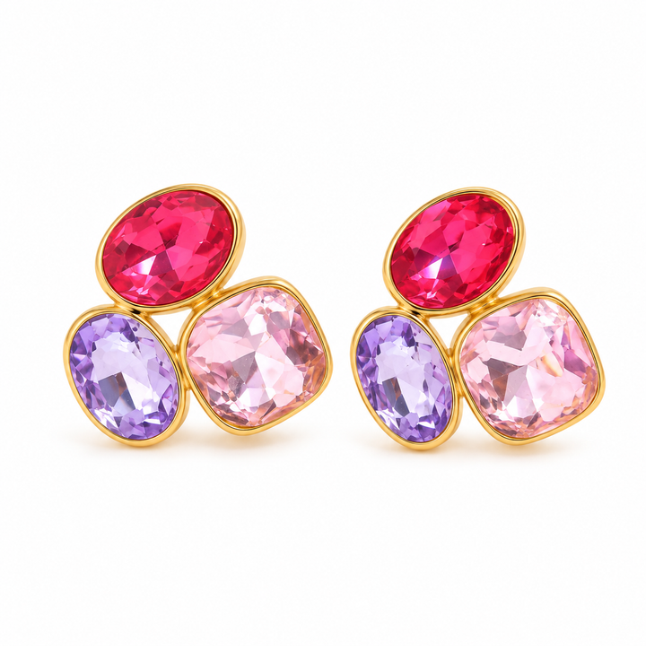 Trio Crystal Cluster Stud Earrings