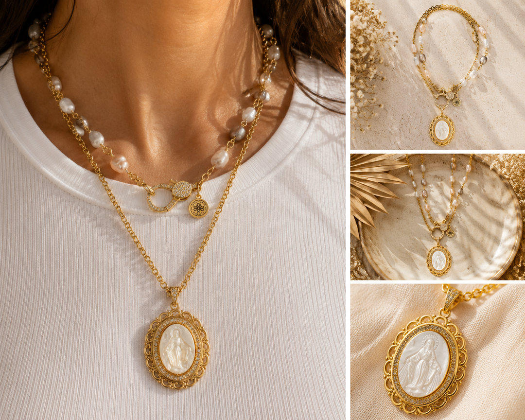 Our Lady of Grace Mother of Pearl Necklace