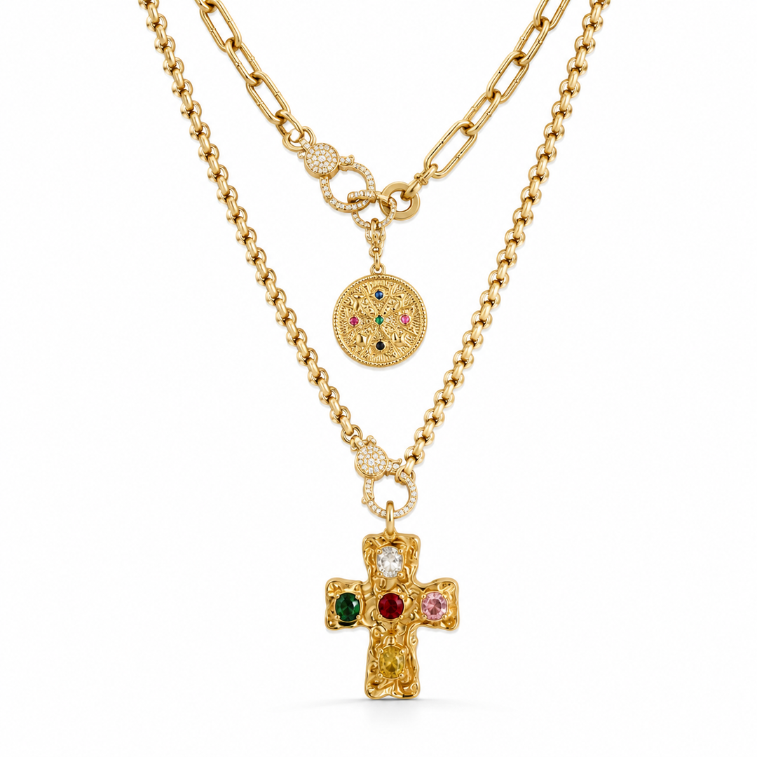 Barroque Cross Pendant Necklace