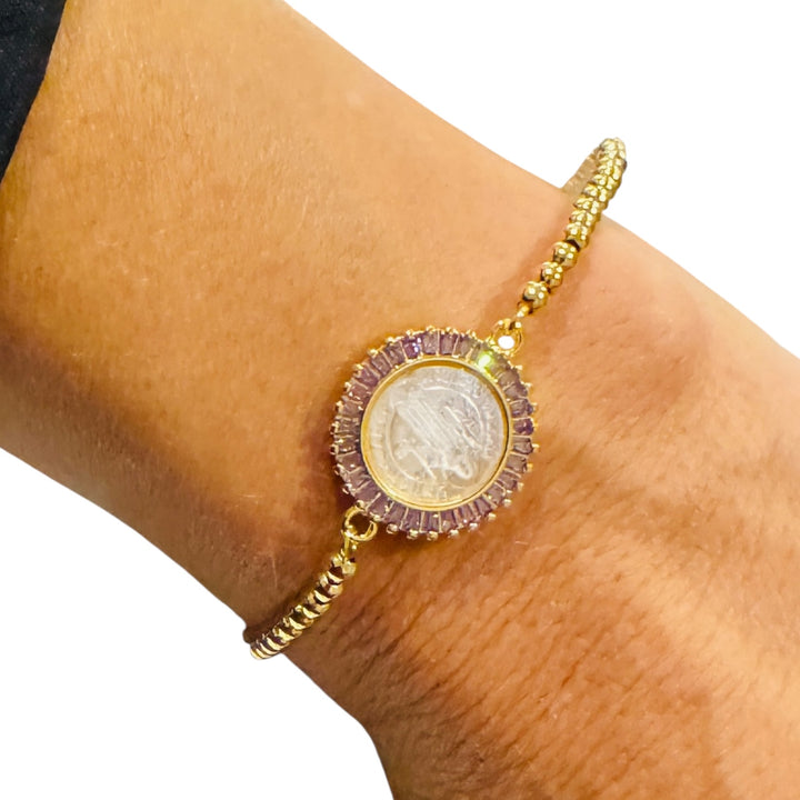 San Benedict Mother of Pearl Protection Slider Bracelet