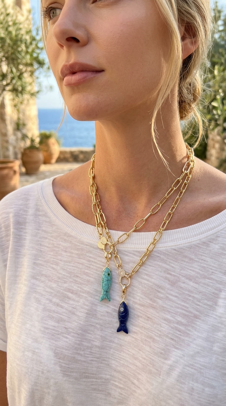 Lapis Fish Necklace | Wisdom &amp; Abundance Gemstone Jewelry